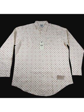 Ely Cattleman Men's Long Sleeve Starburst Print Snap Western Shirt Cream